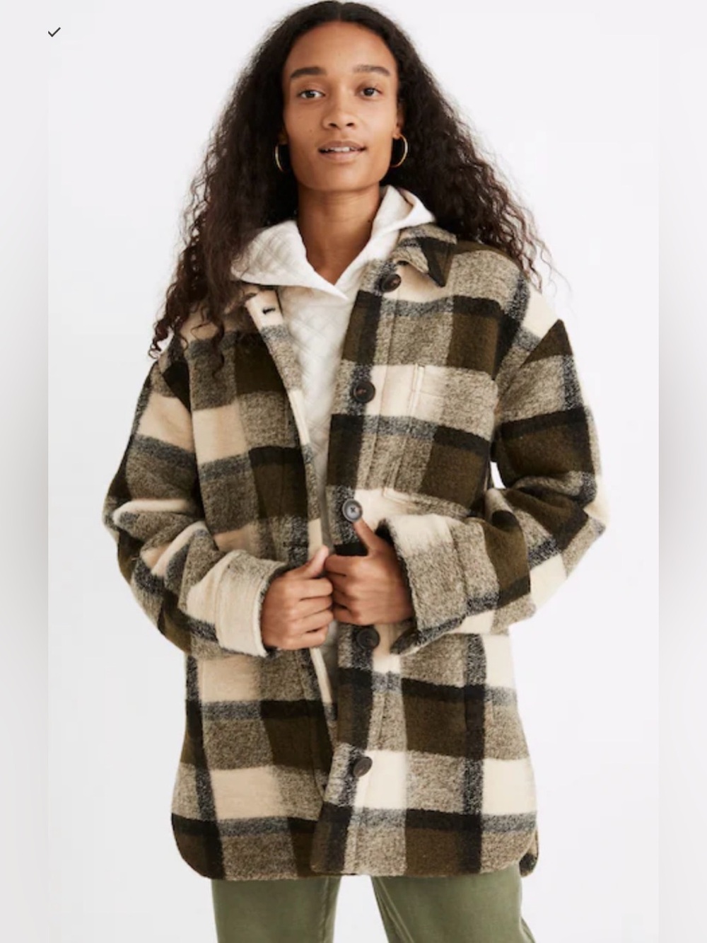 Madewell Belrose Wool Blend Plaid Shirt Jacket Size Small